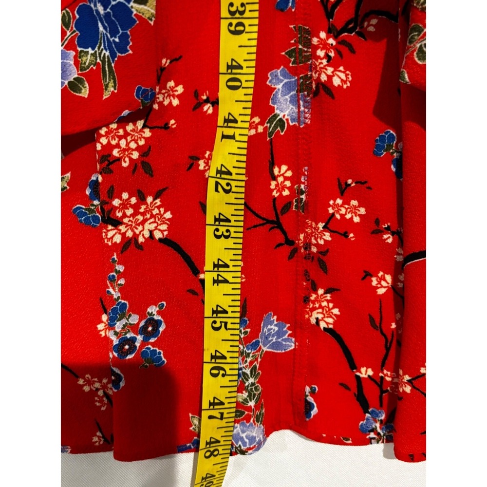 Magnolia Skye Red Floral Ruffle Wrap Dress High Low V-Neck Sz S boho cottagecore - Picture 8 of 10